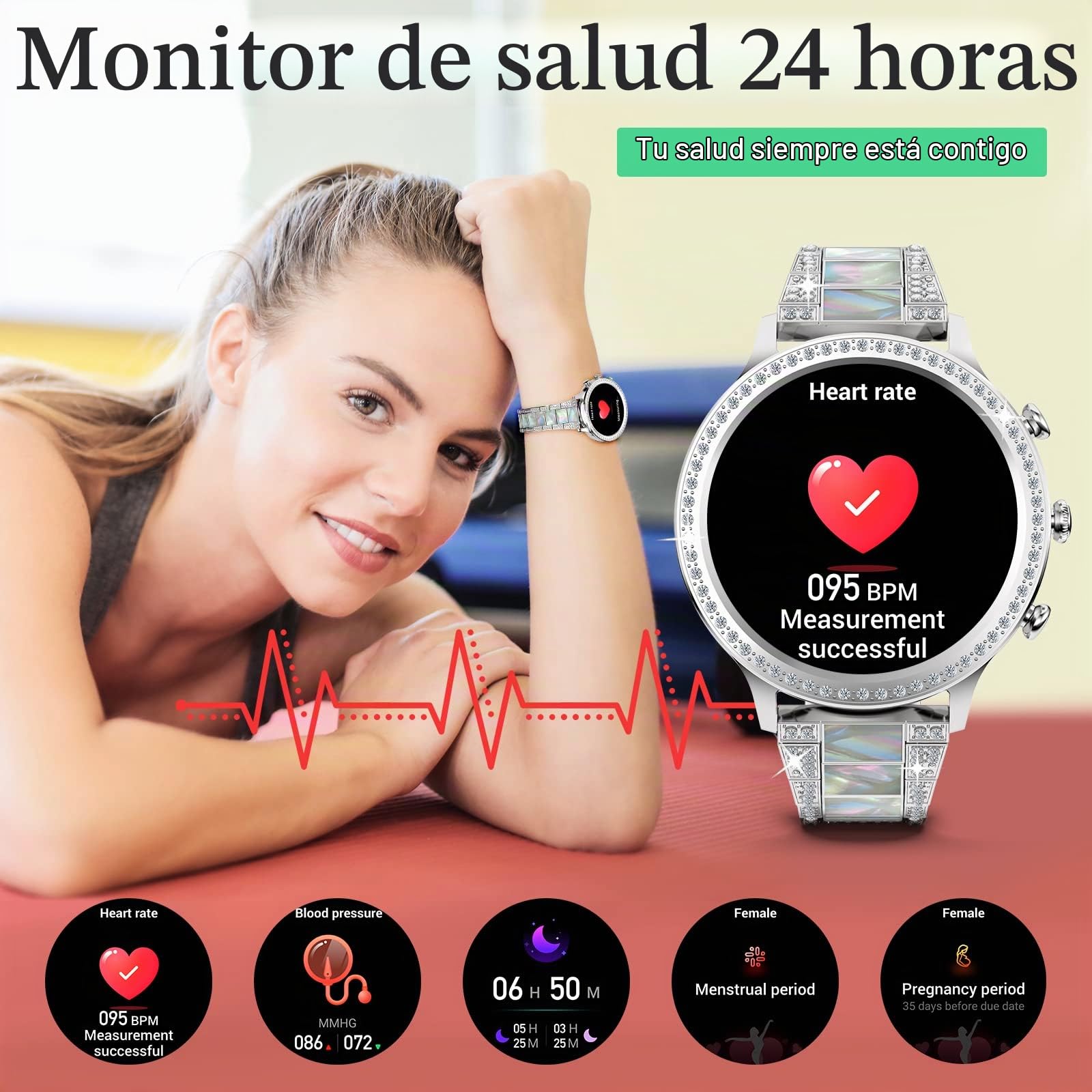 ZKCREATION Reloj Inteligente Mujer con Llamadas y WhatsaApp - Smartwatch Mujer con Presión Arterial Pulsómetro Pulsera Actividad con Monitor Sueño 20 Modo Deportivo Pulsera Reloj Regalos para Mujeres
