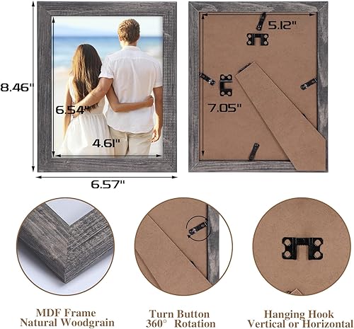 Miniatura 6 de PETAFLOP Paquete de 7 portarretratos de madera de 5 x 78 x 10 pulgadas en paquete multicolor