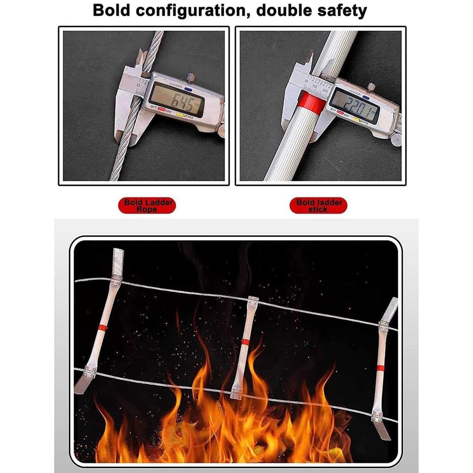 Escalera de Cuerda de Escape de Incendios de Aleación de Aluminio 15m, Capacidad de Carga 500kg