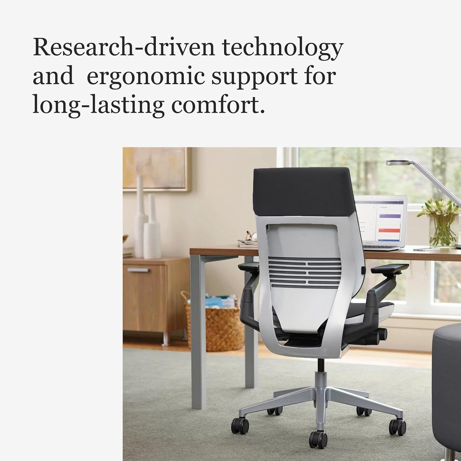 Steelcase Gesture Office Chair, Carpet Floors, Licorice