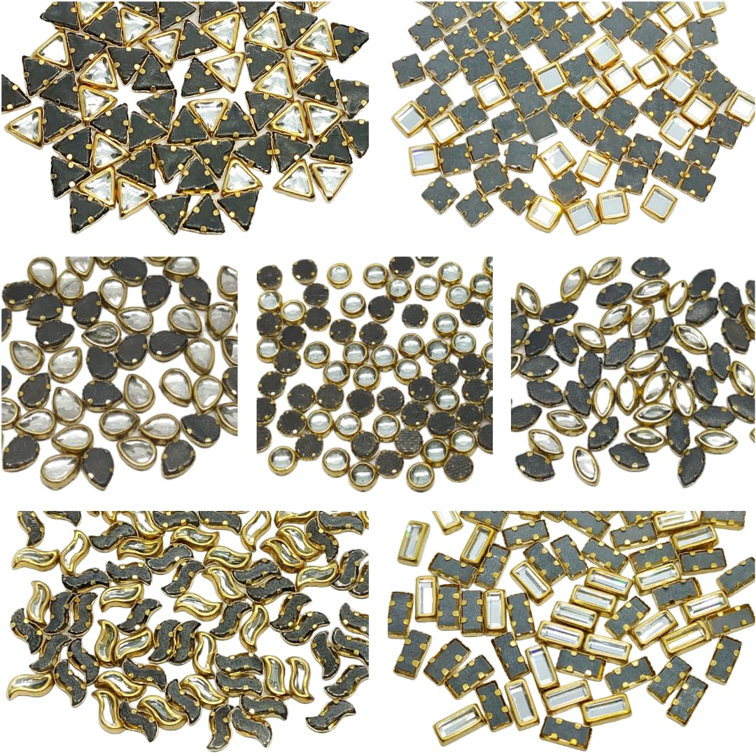Kundans Beads Stone (7 Shapes for 850 Pieces) for Art & Craft, Jewellery Making, Bangles, Embroidery & DIY Works (White Combo) (B0CNM3GDGN) Amazon Price History, Amazon Price Tracker