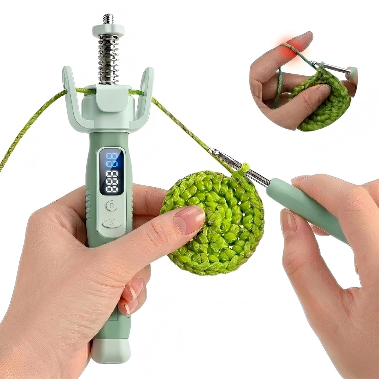 Photo 1 of Crochet Tension Tool with Row & Stitch Counter, 2-in-1 Yarn Guide Regulator, Ergonomic for Arthritis Hands & Beginners, Left Right Handed Crochet Accessories