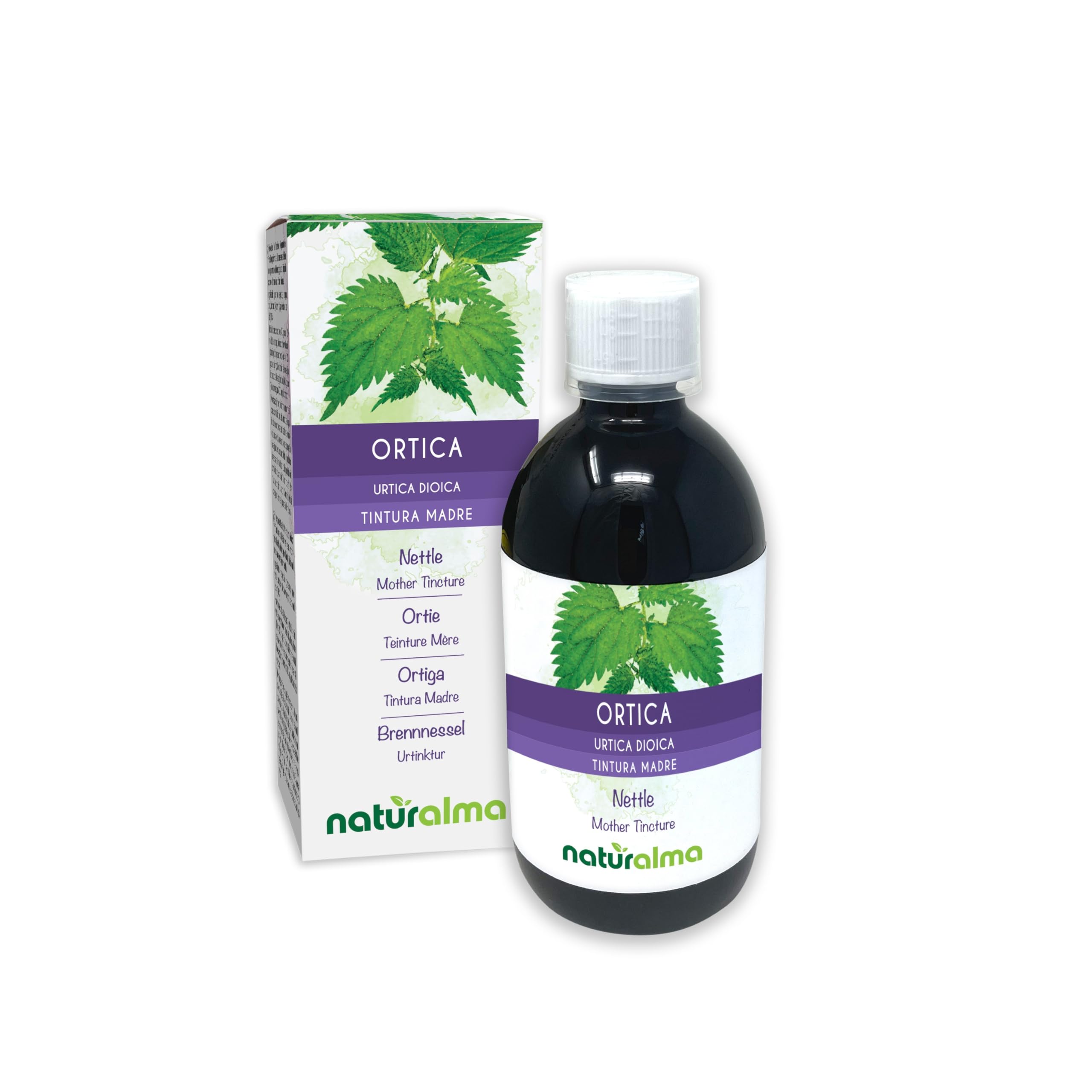Ortie (Urtica dioica) feuilles et racines Teinture Mère sans alcool Naturalma - Extrait liquide gouttes 500 ml - Complément alimentaire - Végétalien ou végan