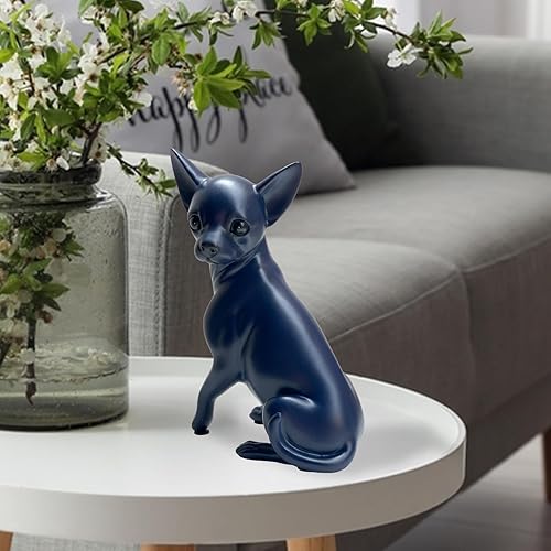 Miniatura 2 de Estatua de perro azul, decoración de estantes de pared, escultura de Chihuahua, figuras coleccionables abstractas hechas a mano de animales para