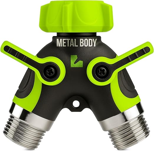 Garden Hose Splitter 2 Way Heavy Duty - Leakproof Full Metal Body Faucet Spigot Splitter