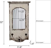 Vista 2 de Rustic Entryway Arched Wall Mirrors with 3 Metal Hooks 12" x 22", Hanging Distressed White Wood Frame Farmhouse Bathroom Mirrors for Vanity, Ornate