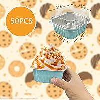 Vista 2 de 50 tazas cuadradas de papel de aluminio para hornear con tapas, moldes desechables de 5 onzas, recipientes para hornear cupcakes, recipientes