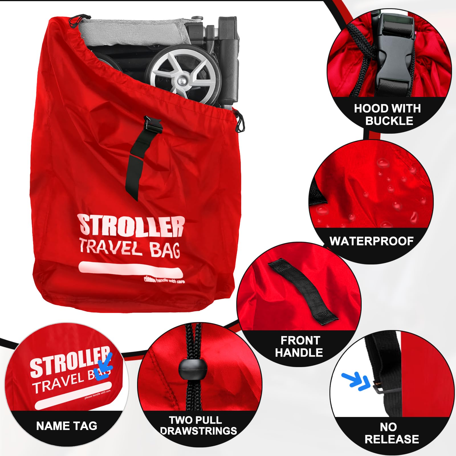 Bolsa para cochecito de avión | Correas acolchadas ajustables y tela de doble parte inferior, bolsa de viaje para cochecito de avión individual y doble, bolsa de viaje para avión