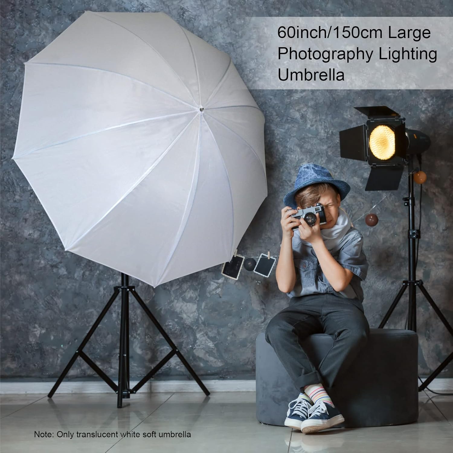 LINCO Lincostore Photography Umbrella 60" White Photo Studio Umbrella (Parabolic 75“)