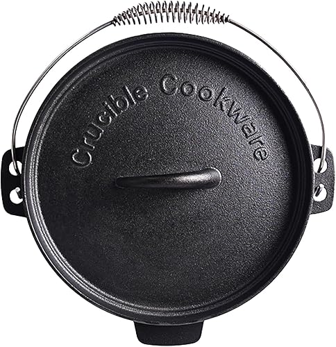 Miniatura 2 de Horno holandés pre-sazonado de hierro fundido con patas, 4.1 cuartos de galón, incluyendo elevador de tapa y soporte de tapa