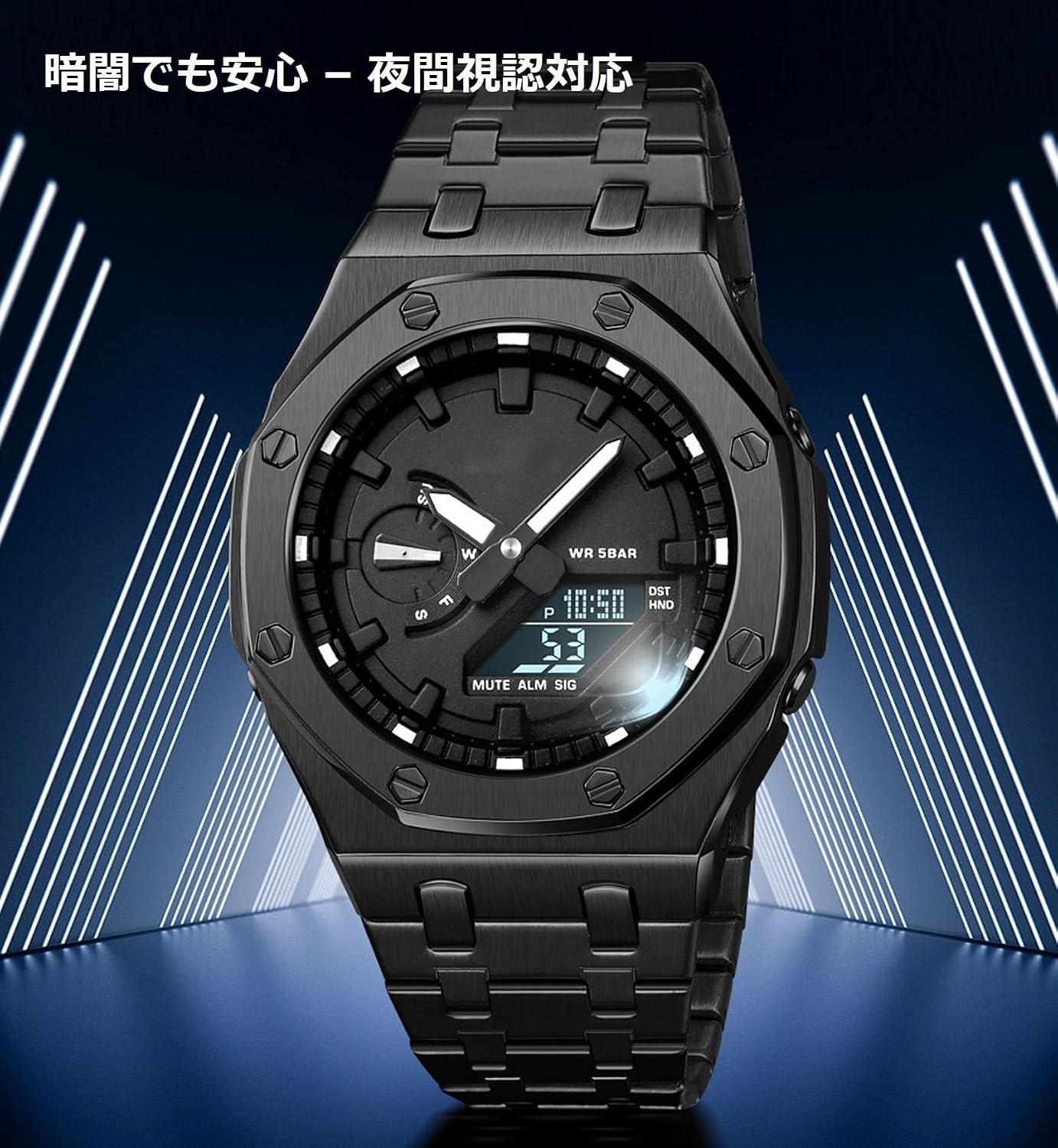 Amazon | Findtime 腕時計 メンズ 多機能 デジタルウォッチ アナログ