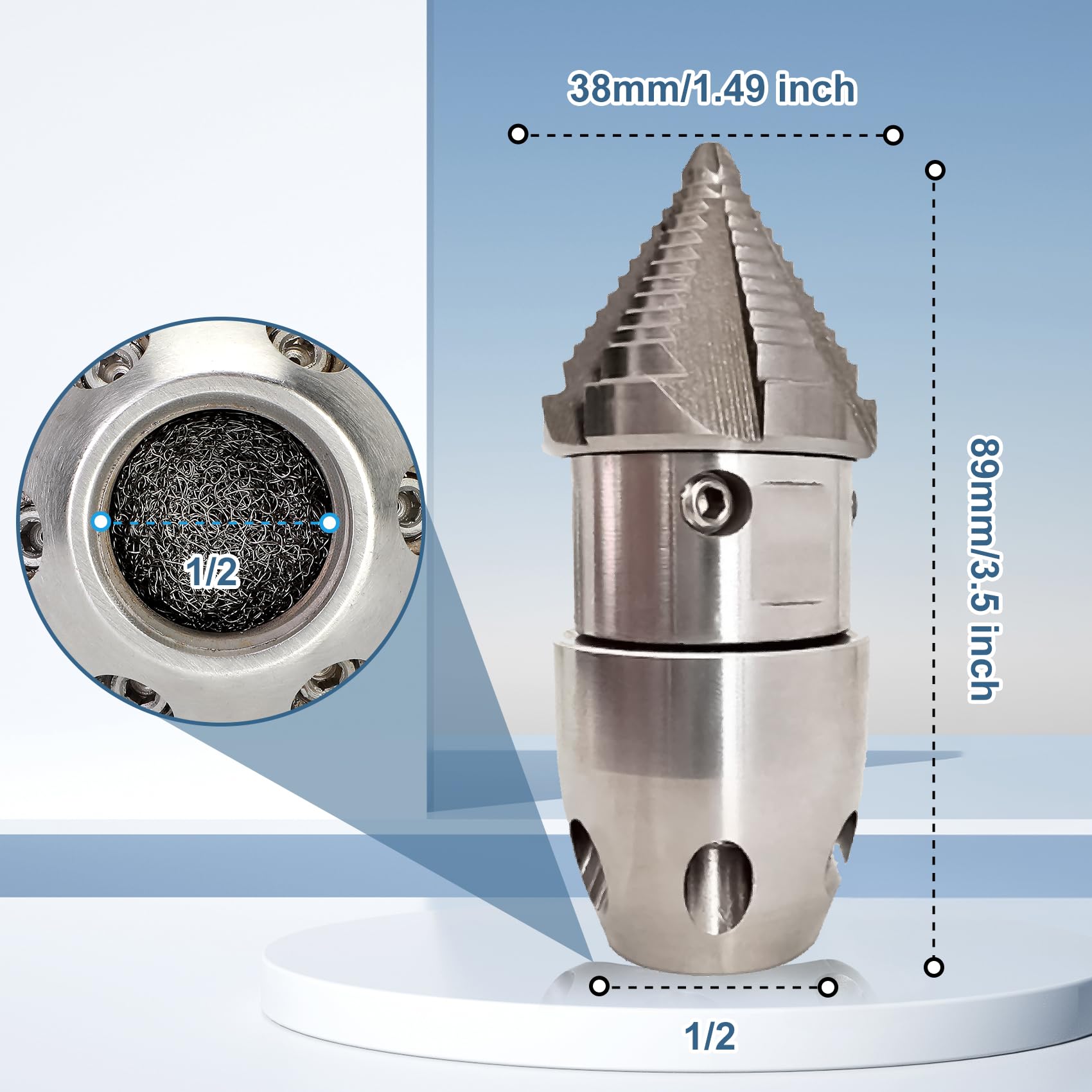 Buse De Jet D'égout 1/2 NPT Pour Nettoyeur Haute Pression - Acier Tungstène, Rotation 360° - Débit 70 L/min, Pour Débouchage Canalisations