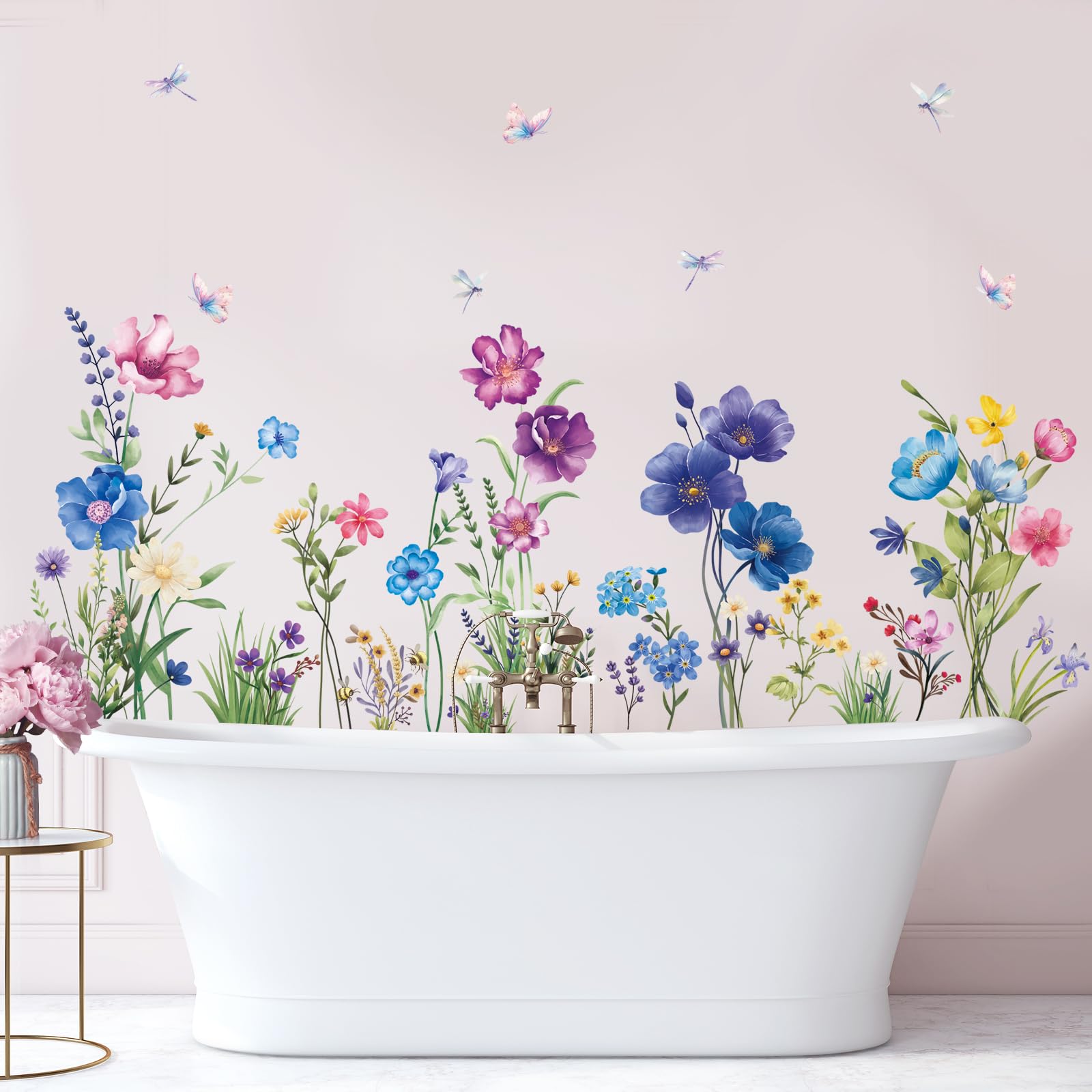 SHUCHING Garden Flowers Wall Stickers Removable Vinyl, Colourful Wildflowers Wall Decals Decoration Art for Girls Living Room Bedroom - Image 3