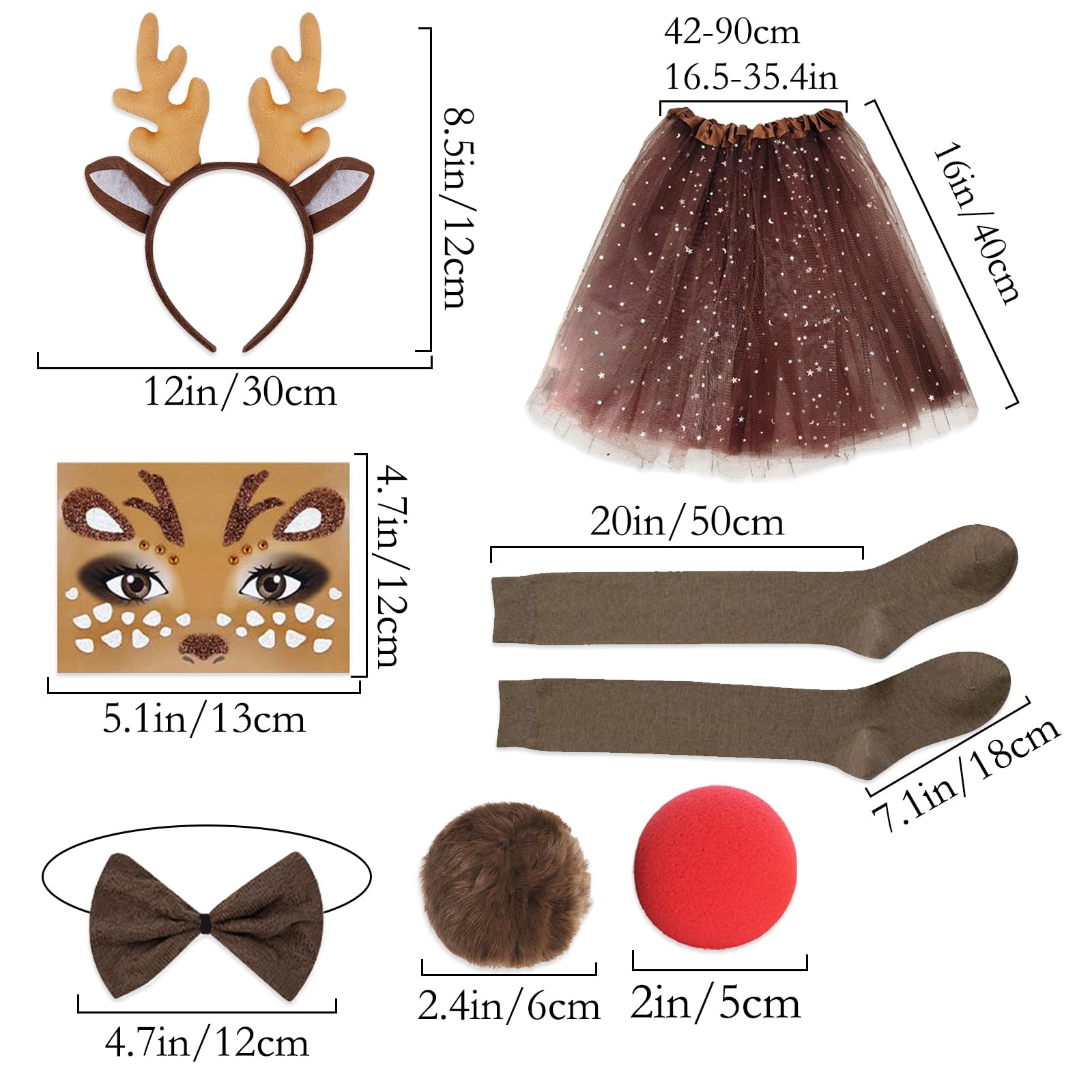 Aurblyn 7PCS Reindeer Costume Reindeer Fancy Dress Christmas Headbands for Adults Reindeers Antlers Headband Christmas Headband Christma Headbands for Women Reindeers Costume Adult - Image 2