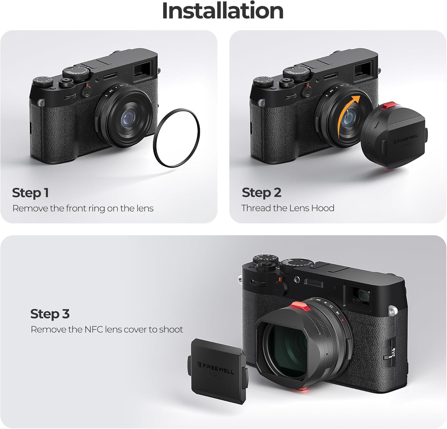 Freewell The Real Lens Hood - Hybrid CPL/Mist Filter, Flipable, Touchless Filter Operation for Fuji X100VI, X100V, X100 Series (Black) - Image 5