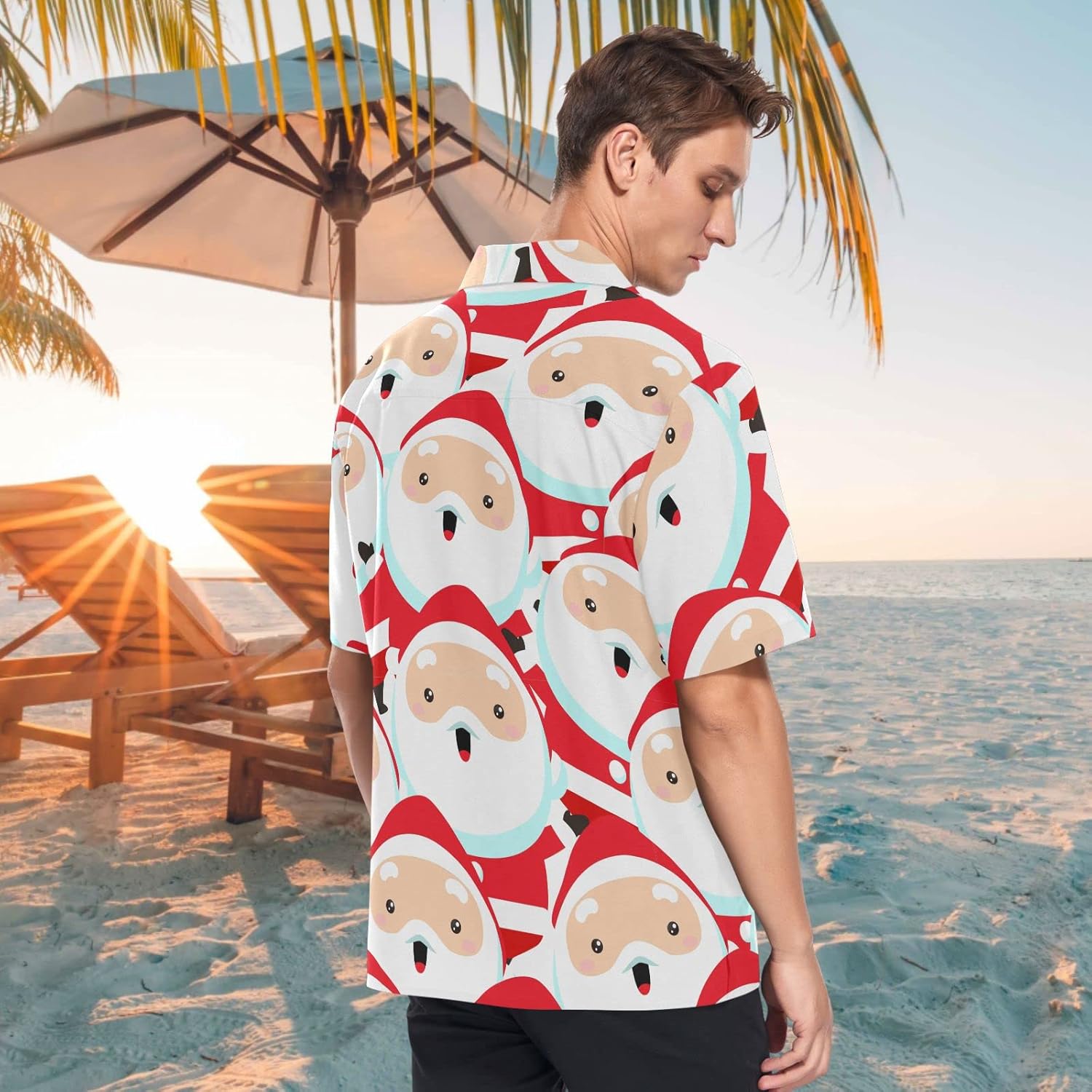 visesunny Stylish Men's Seasonal Hawaiian Print Button Down Short Sleeve Shirt S-XXL - Image 5