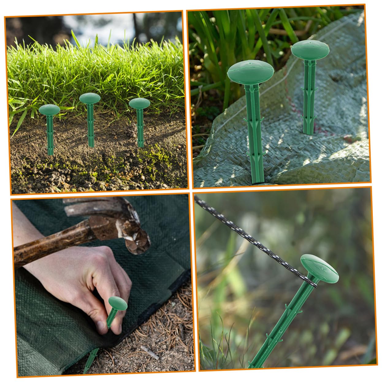 Piquets de Sol Extérieurs en Plastique Vert, 150 Pièces pour Jardin