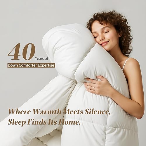 Miniatura 2 de DWR Edredón de lujo de fibra de plumas tamaño Queen de gran tamaño, tela de mezcla de algodón egipcio ultrasuave, peso ligero para personas que