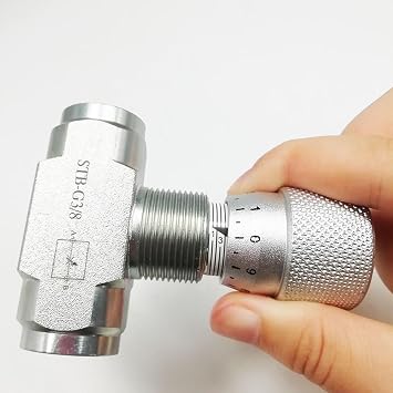 Hydraulic Adjustable Flow Control Two-Way Valve, 2 Pcs NPT Male Thread Pipe Adapters, Compatible with Mini Excavator Hydraulic Cylinders, 40MPa(Type-STB-G3/8)
