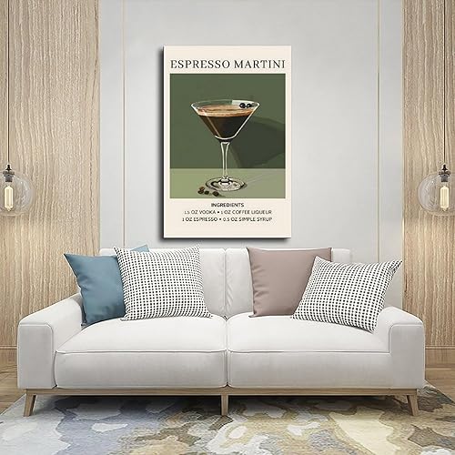 Miniatura 5 de Póster de cóctel ESPRESSO MARTINI Retro Bar Cart Decor and Accessories Funky Drink Canvas Art Wall Art para dormitorio moderno, sala de estar,