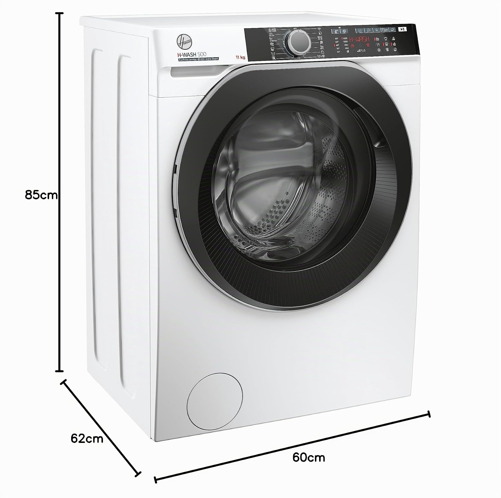 Hoover H-WASH 500 HWE 411AMBS/1-S Waschmaschine/Energieeffizienzklasse A/Füllmenge 11 kg/Eco-Power Inverter Motor/Power Care System/ActiveSteam/Wi-Fi + Bluetooth