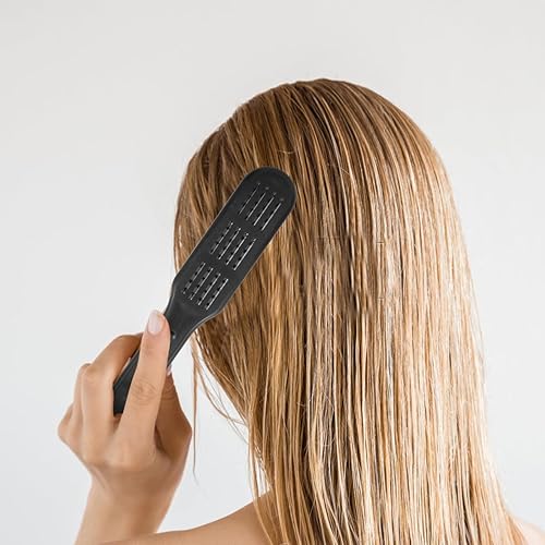 Miniatura 6 de Peine de peinado recto con cerdas en forma de V, cepillo de abrazadera antiestático, resistente al calor, plancha de pelo de 8.66 pulgadas para uso