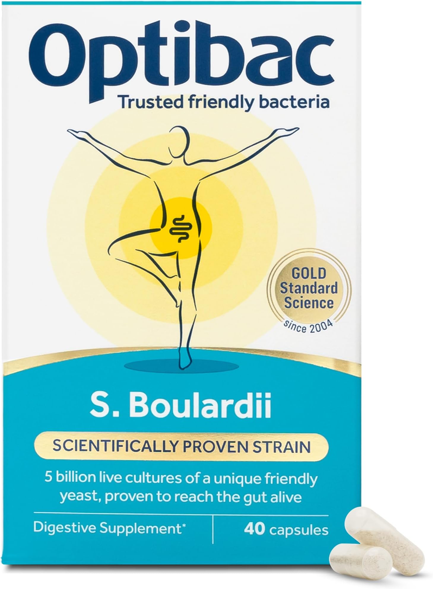 Saccharomyces Boulardii - Vegan Digestive Probiotic Supplement with 5 Billion Live Cultures - Most Trusted & Recommended Brand - 40 Capsules