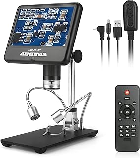 Andonstar AD207 Digital Microscope with 7-inch LCD Screen, PCB Soldering Tool and Phone Repair Instrument with 200X Magnification