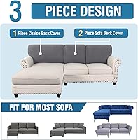Vista 386 de H.VERSAILTEX 2025 New Sectional Couch Covers 8 Pieces Stretch Sofa Covers for Sectional Sofa Set Separate L Shaped Couch Cover for Both Left/Right
