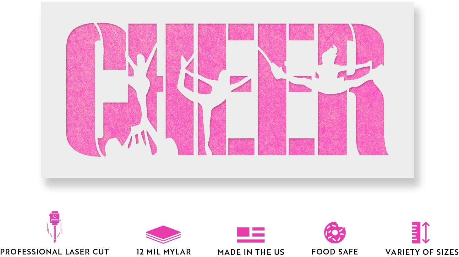 Cheer Cheerleader Stencil - Drawing Stencils, Wall Art, Mylar Stencils, Stencils for Painting, Laser Cut Stencils