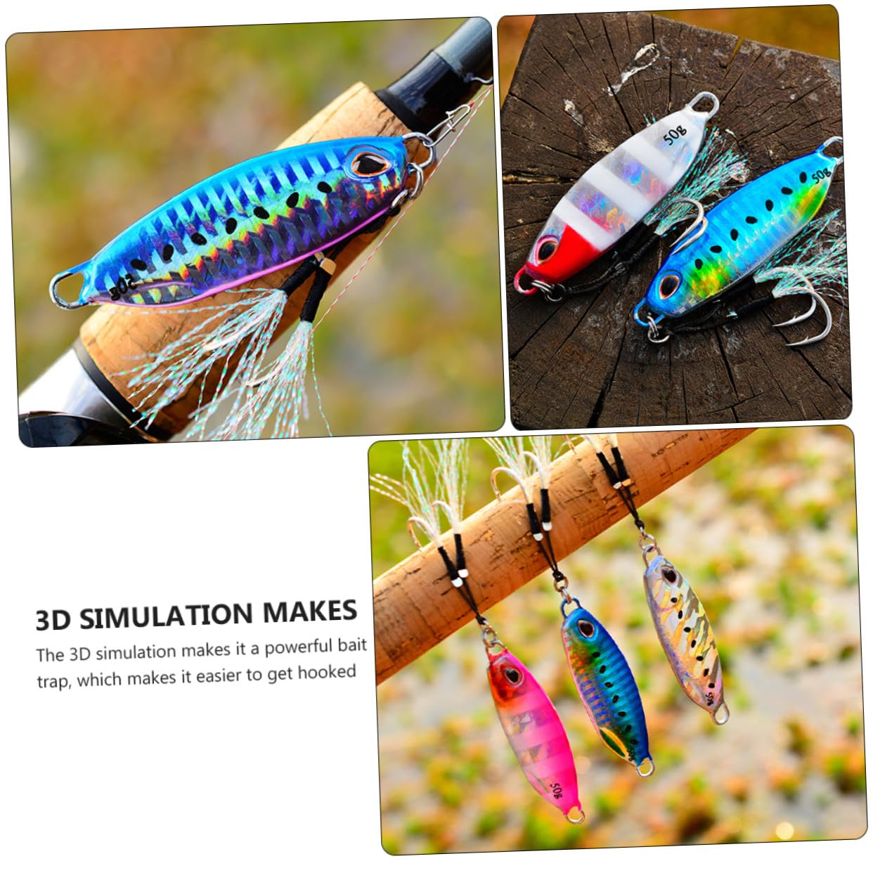 Abaodam Señuelos de Pesca Metálicos Diseño Reflectante y Forma de Pez, Sistema de Transferencia de Gravedad, Pack de 5 para Pesca al Aire Libre
