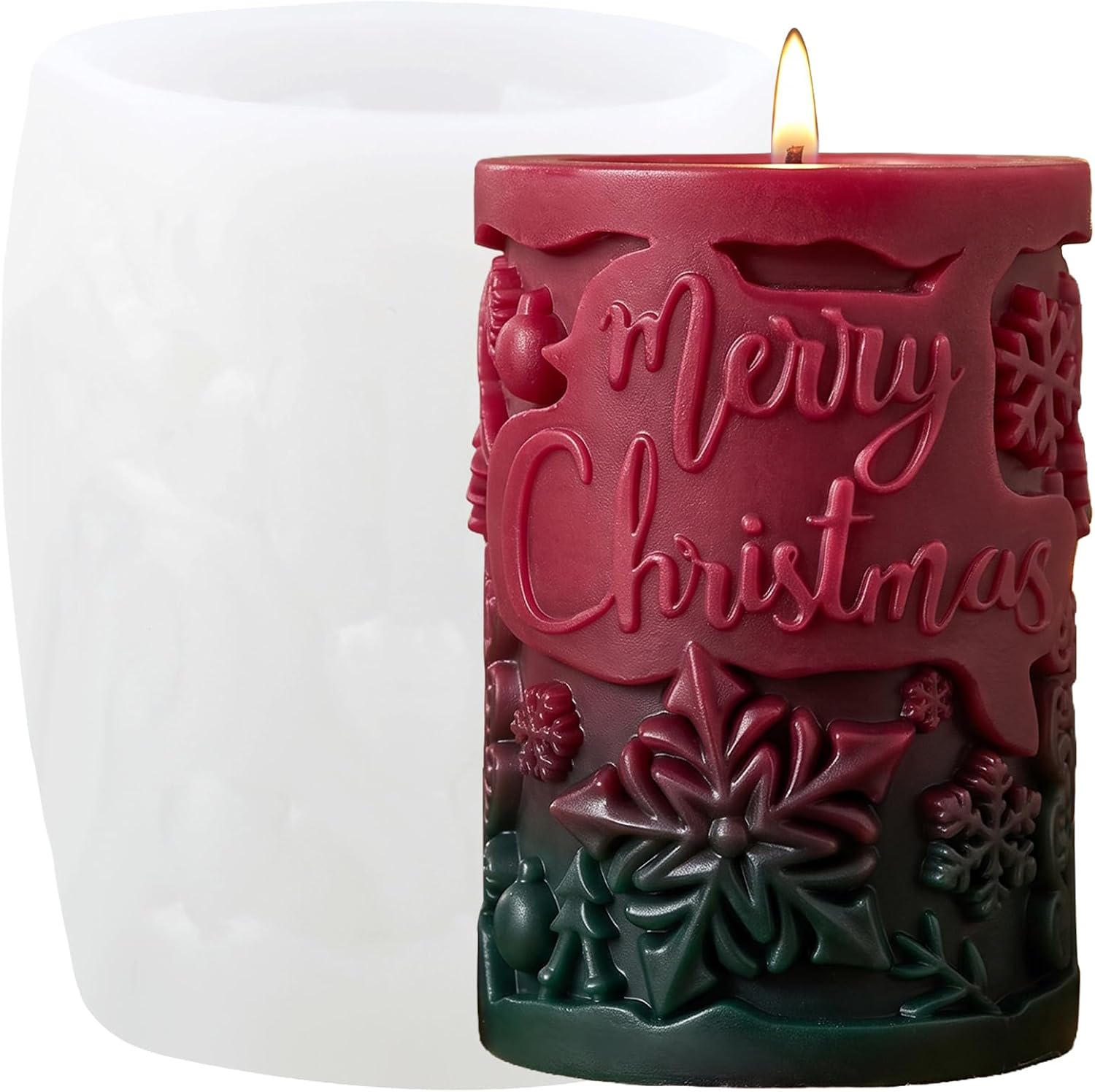 XIAOSHUI Merry Christmas Candle Mold Snowflake Pillar Candle Silicone Molds