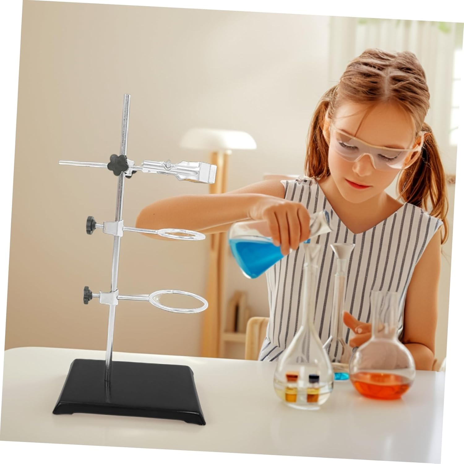 Cabilock Heavy Duty Laboratory Stand Base Ring Clamp Flask Clamp Sturdy Rack for Lab Science Chemistry Physics Experiments