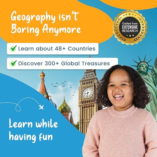 Miniatura 6 de Geografika Flash Cards Juego de mapas del mundo, recursos de aprendizaje y juegos educativos para niños y niñas, suministros de educación en casa y