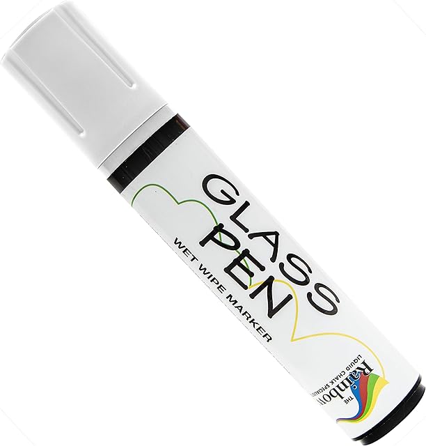 RAINBOW CHALK MARKERS LTD Glass Pen - Large 15mm White For Writing on WINDOWS