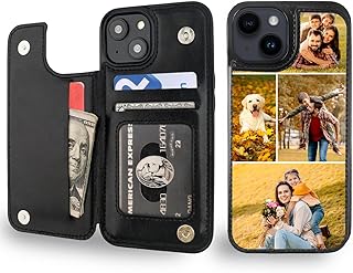 Design Your Own Photo Case for iPhone 15 14 13 12 11 Pro Max Plus X XR XS Mini SE 2022 8 7 2020 Leather Wallet Case with C...