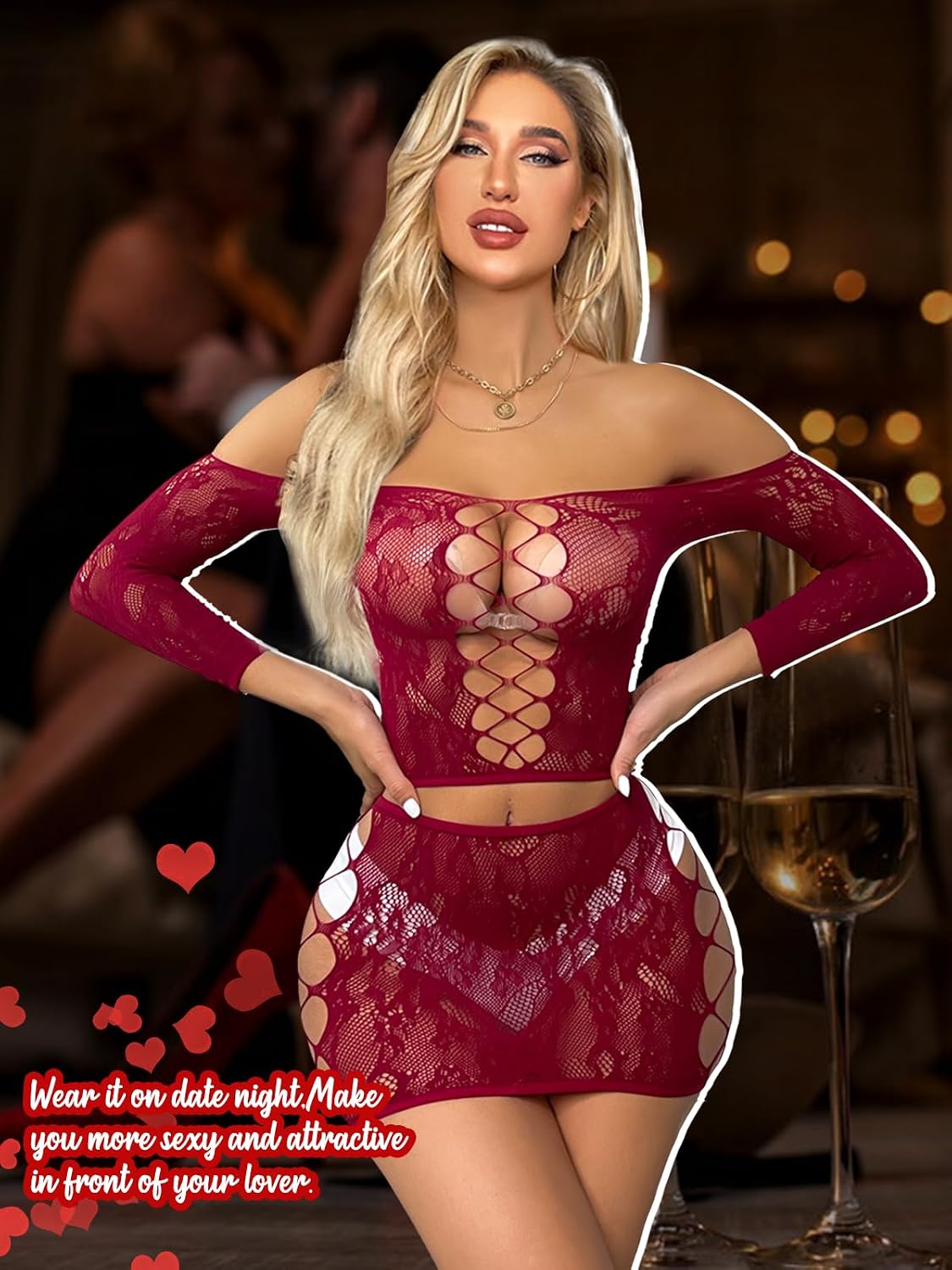 Buitifo Womens Lingerie Set Fishnet BabyDoll Bodysuit Sexy Nightwear