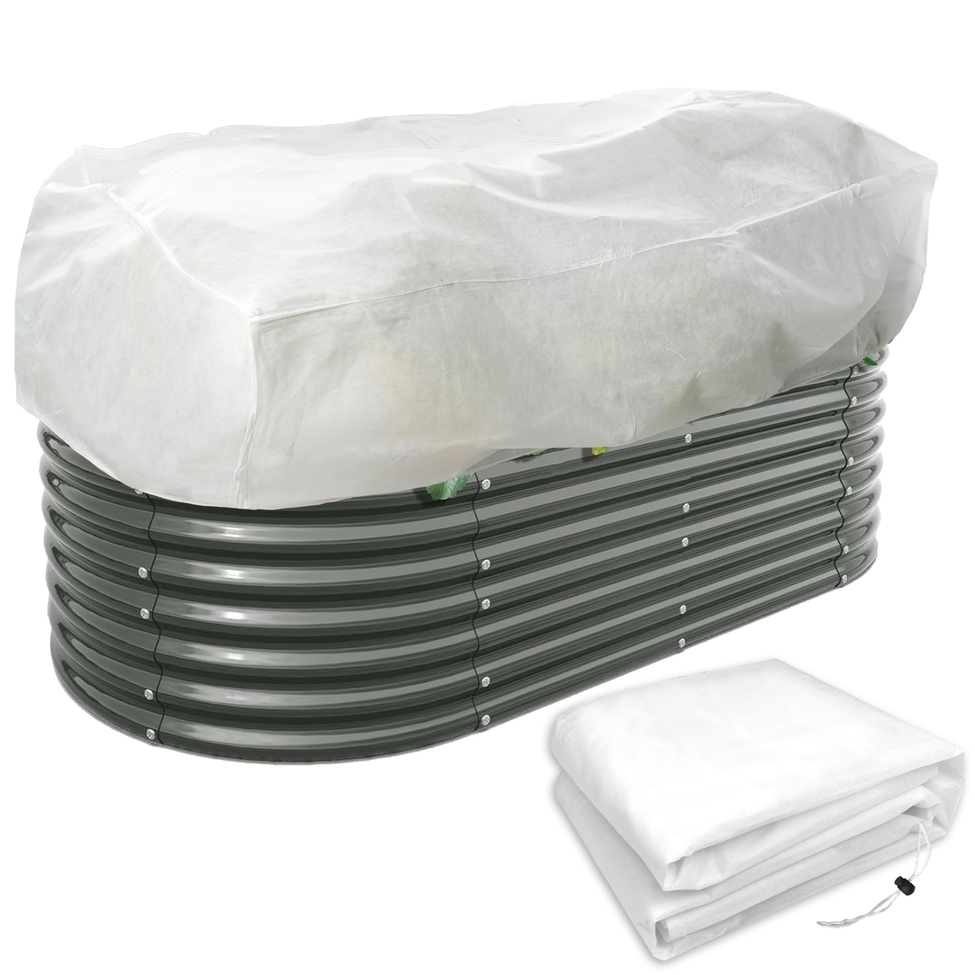 FULEIYA Rectangular Plant Cover Frost Big Size for 8×4×2FT Non Woven Fabric Garden Bed Cover with Zip Drawstring for Winter Cover Protection?Raised Beds Protect Plant Vegetable from Winter Frost