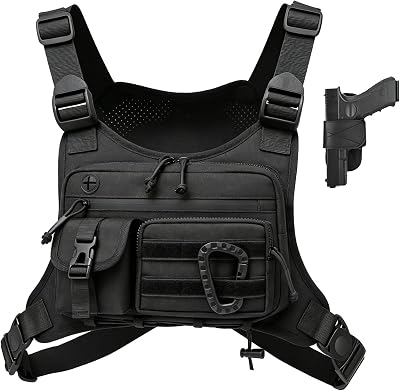 Muserise Outdoor Chest Bag For Men and Women, Tactical Vest For Running, Cycling, EDC Chest Pack Rig For Sports and Workouts