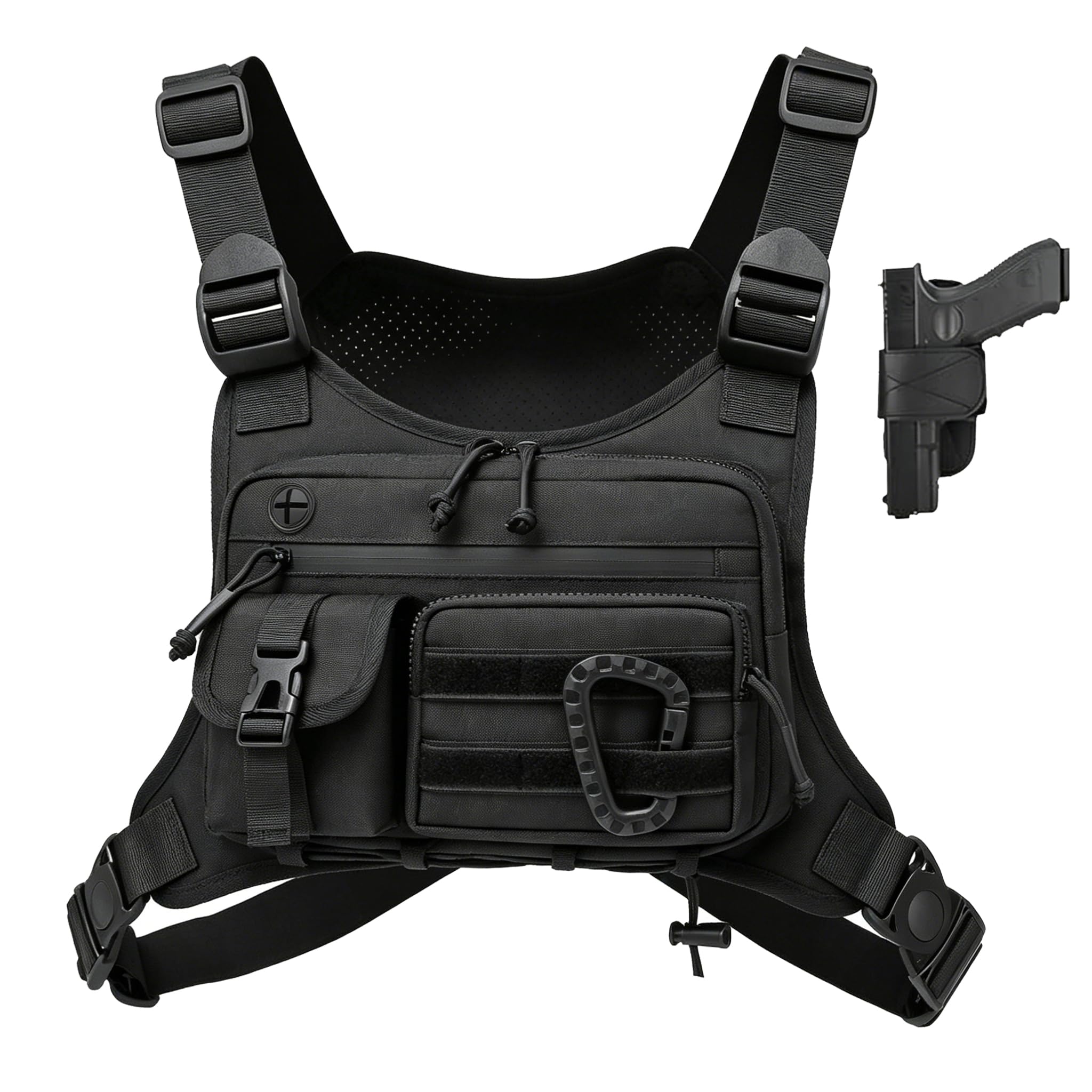 Muserise Bolsa de pecho al aire libre para hombres y mujeres, chaleco táctico para correr, ciclismo, equipo de pecho EDC para deportes y entrenamientos