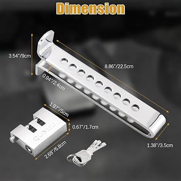 FLKQC Anti-Theft Brake Clutch Lock, 9 Hole Adjustable Brake Pedal Lock