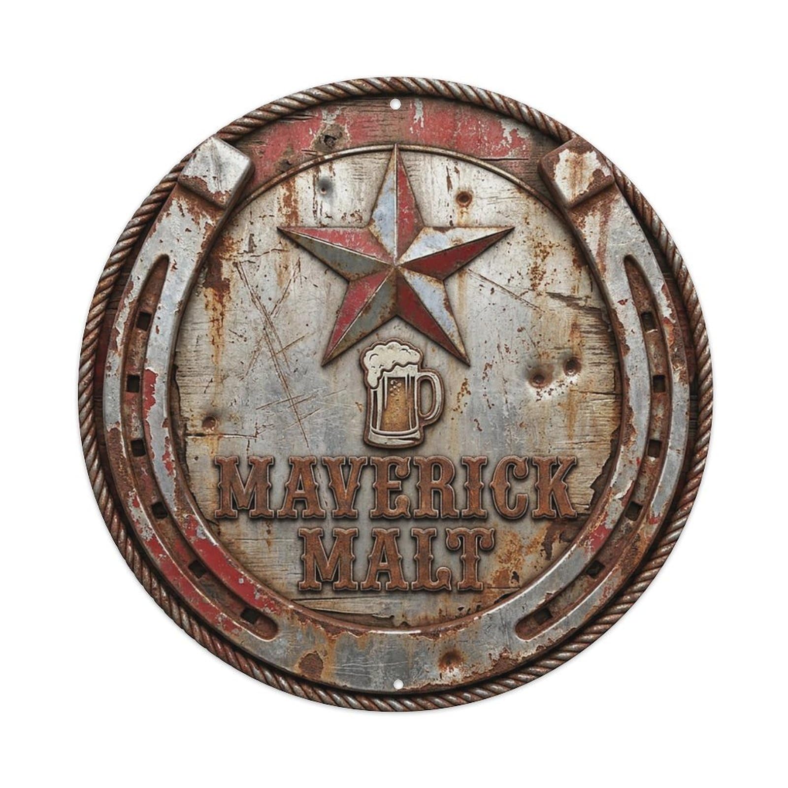 Vintage Beer Western Cowboy Maverick Malt Retro Bar for Pub Vintage Metal Tin Sign Plaque Wall Decor for Cafe, Club Bar, Office, Garden Metal Poster 8x8Inch