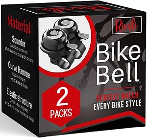 2 Pack Classic Bike Bell, Bicycle Bell | Loud Crisp Clear Sound for City Commuting & Mountain Bikes, BMX Bike, Sports Bike, Durable & Easy-Thumb Hit for Adults Kids, Right Hand/Left Hand Use - Black