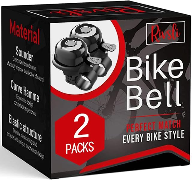 2 Pack Classic Bike Bell, Bicycle Bell, Loud Crisp Son clair pour le transport urbain & Vélos de montagne BMX Vélo, Vélo de sport, Durable & Frappe facile pour adultes Enfants, utilisation à la main droite/à la main gauche - noir