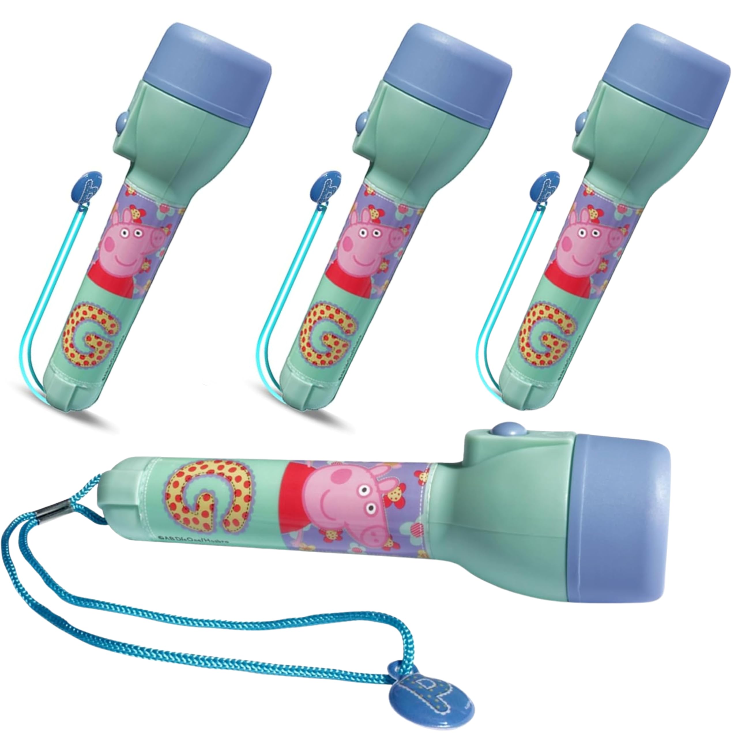 Srv Hub 4X Peppa Pig Torch 4Pcs Peppa Plg Led Big Torch, Kids Night Light Torches Led Super Bright For Xmas, Birthday And Thanksgiving Gifts– Plastic Flashlight Toy Gift For Kids 3+ Years Size-16Cm