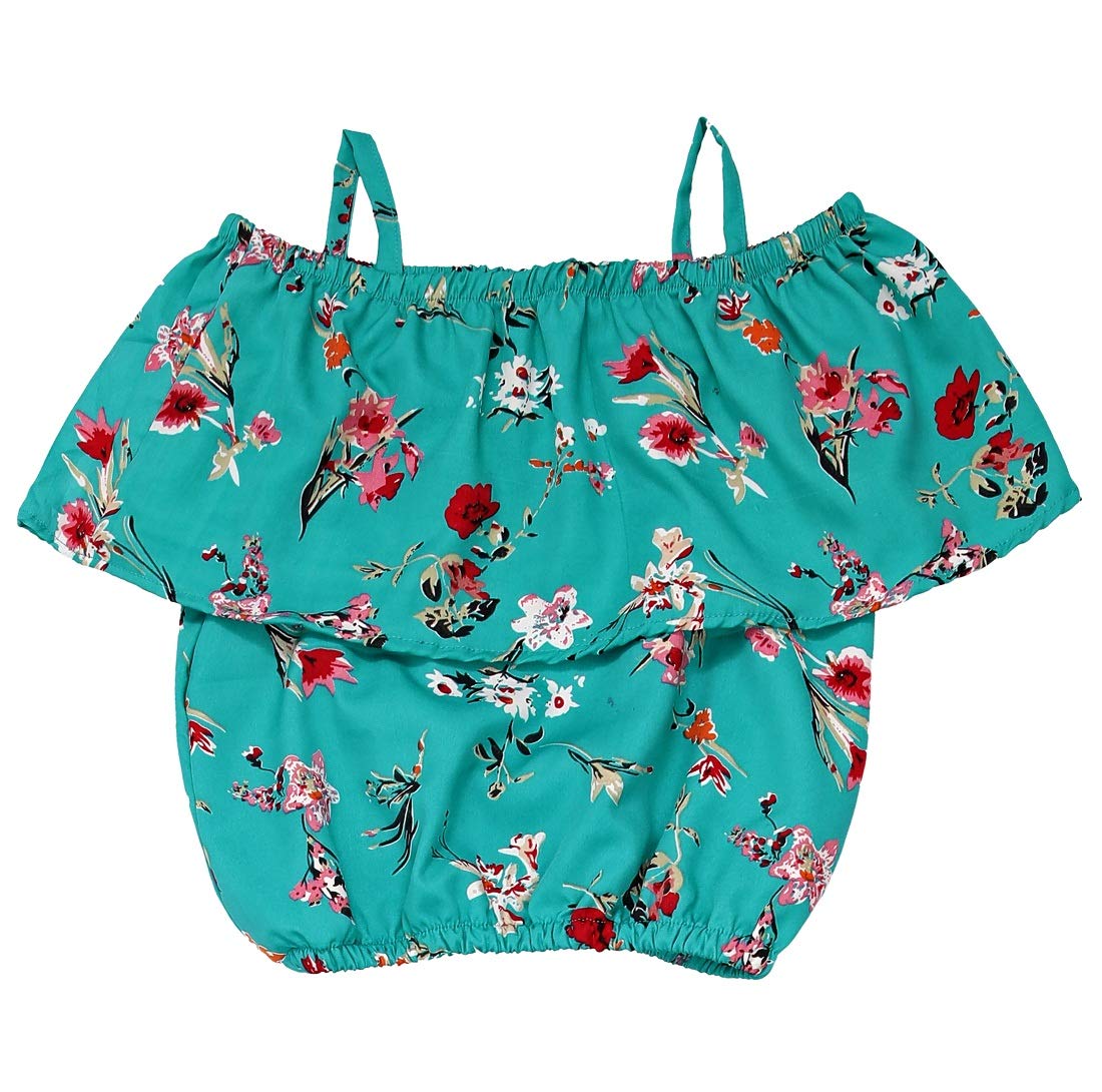 JS FASHION STUDIO Girls Digital Printed Flower Designer Top