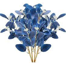 GTIDEA 6pcs Faux Eucalyptus Stems, 20.5" Blue Artificial Eucalyptus Leaves
