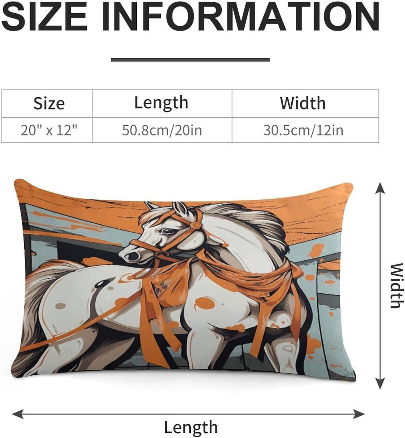 A Cartoon Horse Pillow Cover Pillowcase for All Seasons Short Plush Body Pillow Case Soft Cozy Fuzzy Lumbar Long Pillow Cover for Bed Sofa Bench 20 X 12 Inches