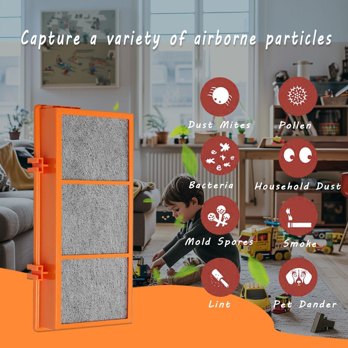 AER.1 HAPF30AS 3-in-1 Smoke Grabber True HEPA Activated Carbon Air Filter Replacement Compatible with Smoke Grabber AER.1 HAPF30AS-U4R Air Purifier - 1.2” x 10” x 4.6”, 4 Pack +8 Pre-filter