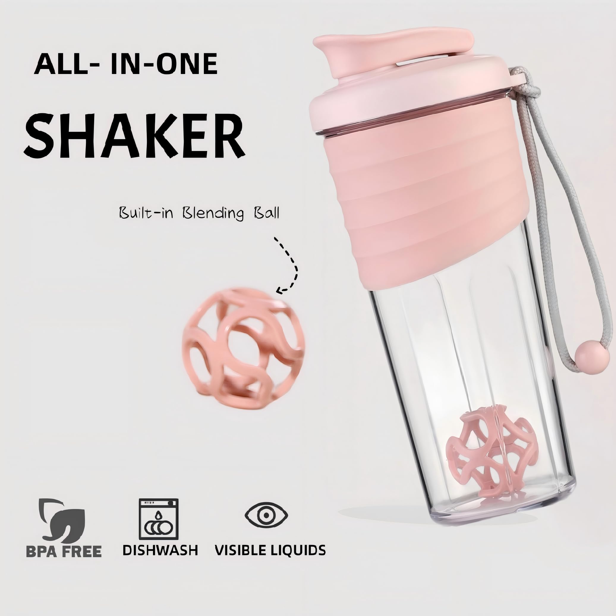 Shaker Bottle for Protein Mixes 24 oz Pink — Amazon image 4